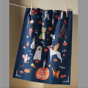 Anthropologie Halloween trick or treats dog and cat dish towel